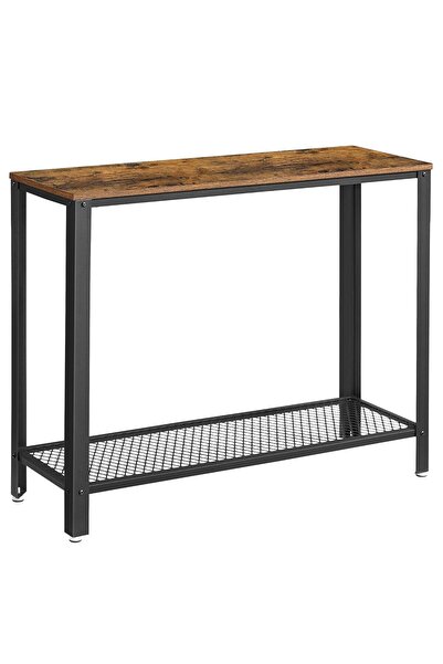 Hype Store Konsol Masası, 2 Katlı Koridor Masası, Izgara Raflı, Dar Masa, Met...