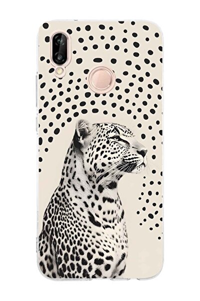 FLAMENKO حافظة هاتف شفافة بنمط الفهد متوافقة مع هاتف Huawei P20 Lite