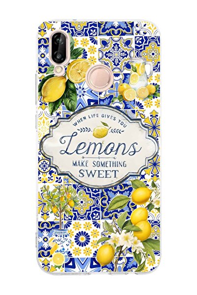 FLAMENKO حافظة هاتف شفافة متوافقة مع هاتف هواوي P20 لايت بنمط الليمون