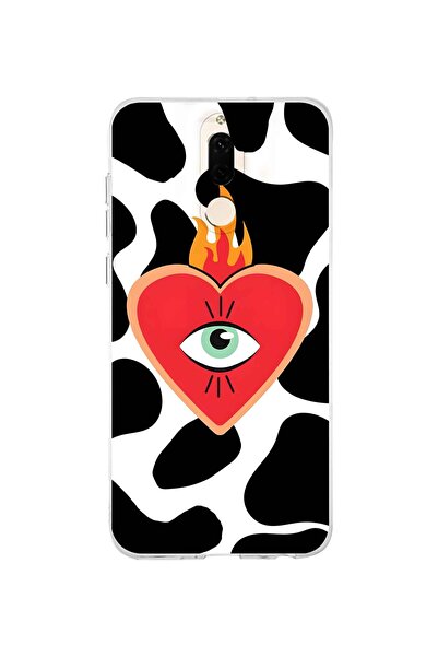 FLAMENKO حافظة هاتف شفافة متوافقة مع هاتف Huawei Mate 10 Lite بنمط قلب ملتهب