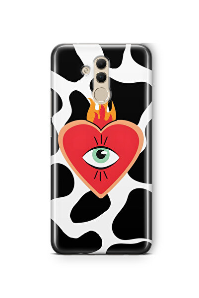 FLAMENKO حافظة هاتف شفافة متوافقة مع هاتف Huawei Mate 20 Lite بنمط قلب ملتهب