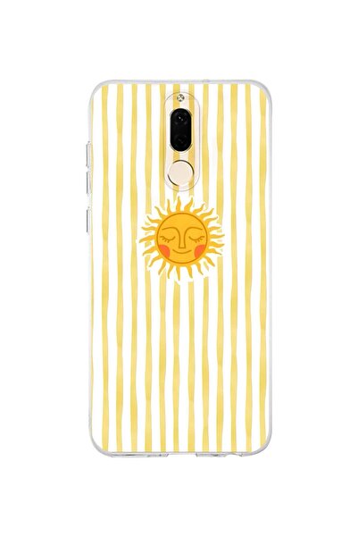 FLAMENKO حافظة هاتف شفافة متوافقة مع هاتف هواوي ميت 10 لايت بنمط شمس مخطط بال...