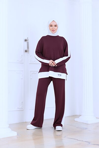 Pamira Women's Modal Paneled Tracksuit Set Plum