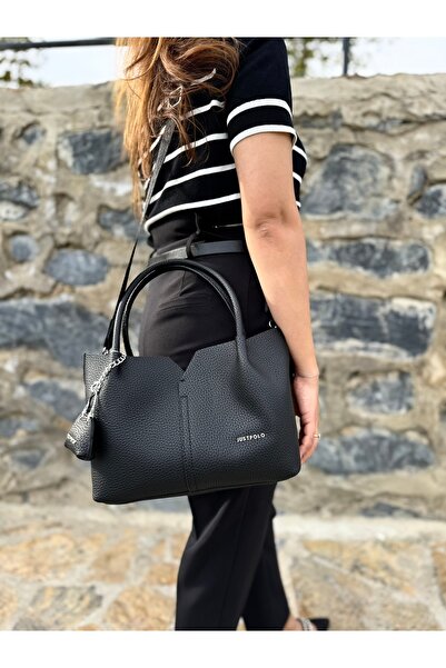 Just Polo Women's Soft Leather 3-Compartment Adjustable Strap Stylish Hand and Shoulder Bag Shopper