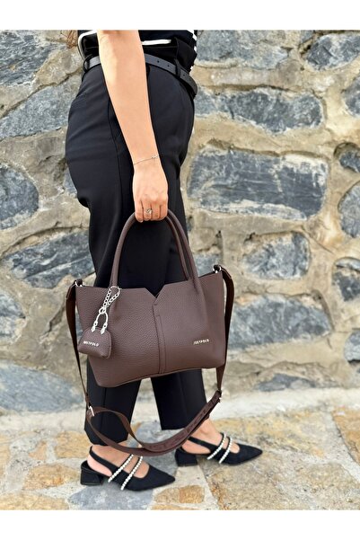 Just Polo Women's Soft Leather 3-Compartment Adjustable Strap Stylish Hand and Shoulder Bag Shopper