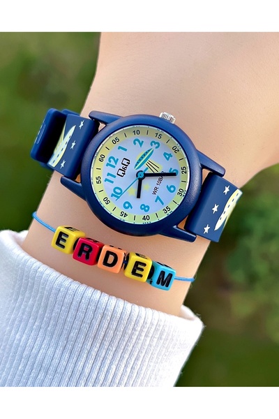 Q&Q Silikon Kordonlu 10 Atm Su Geçirmez Erkek Çocuk Kol Saati Kişiye Özel Hed...