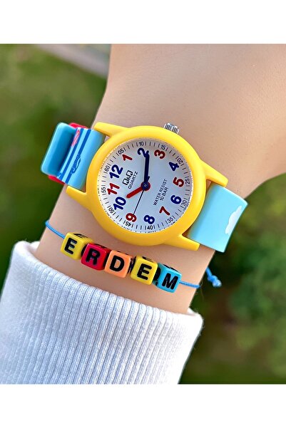 Q&Q Silikon Kordonlu 10 Atm Su Geçirmez Erkek Çocuk Kol Saati Kişiye Özel Hed...