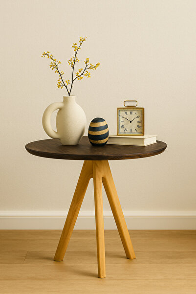 Onouqo Palermo Basic Yuvarlak Modern Rustik Retro Dekoratif Ahşap Yan Mantar ...