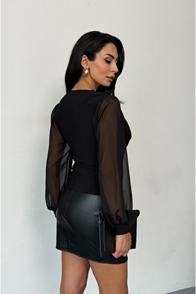 Emel Yıldız Transparent Cuff Button Blouse