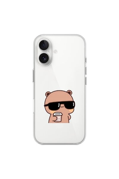 Dali Design حافظة شفافة متوافقة مع هاتف iPhone 16 Plus بتصميم Couple Teddy Be...