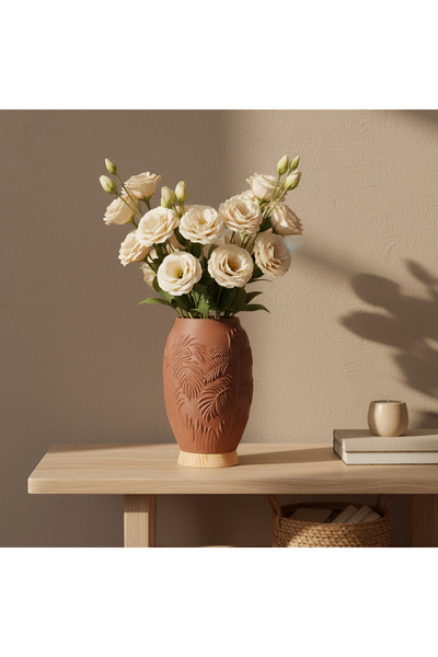By Tridome Pamore Decorative Vase - Brown / Wooden Base