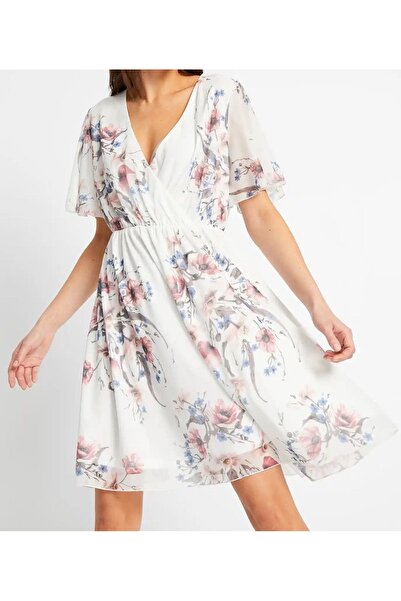 Elegant Linda Floral Plus Size Lined Stretchy Stretch Fabric Dress