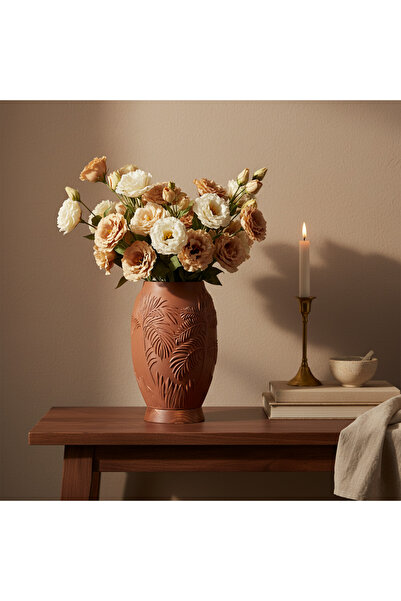 By Tridome Pamore Dekoratif Vazo - Kahverengi / Ahşap Tabanlı