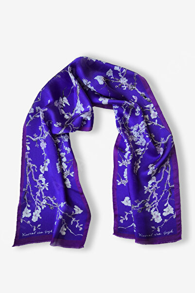Galiga Van Gogh - Badem Ağacı Mor %100 Ipek Fular 26*130cm 'Art On Silk'