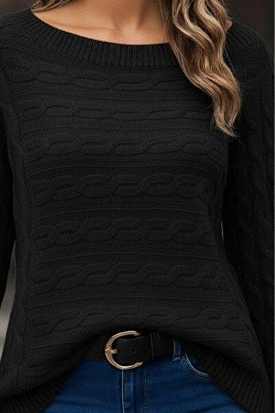 Giyimodam Women's Long Sleeve Crew Neck Pleated Imported Crepe Blouse