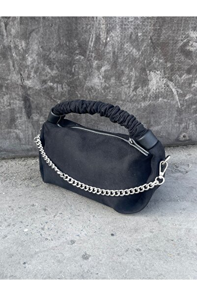 na nura collection Geantă neagră de mână și de umăr pentru femei, din piele d...