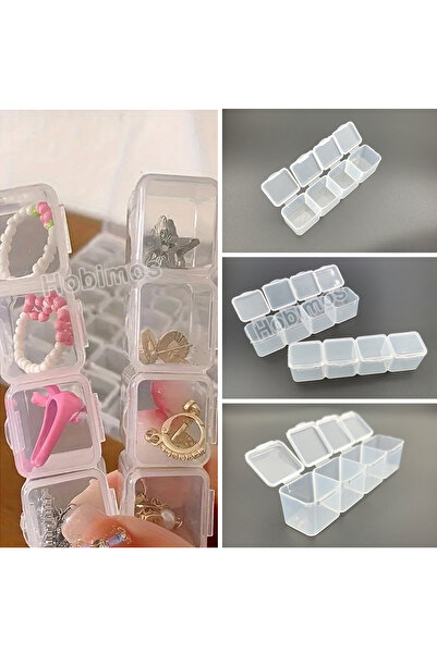 Hobimos Mini 4 Bölme Kilitli Kapaklı 10 cm Takı, Boncuk, İlaç Kutusu