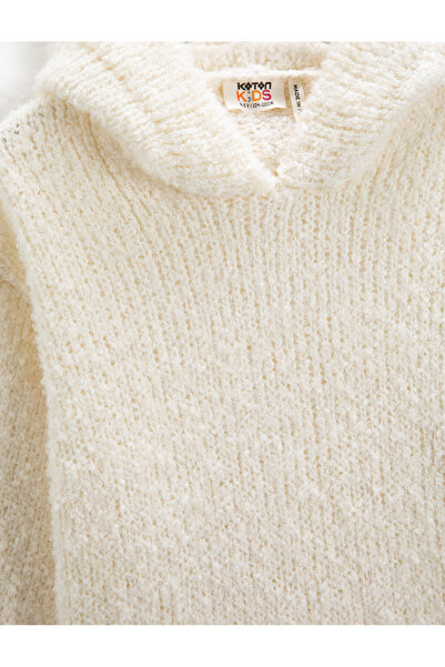 Koton Strickpullover mit Kapuze, Basic, weich strukturiert, langärmlig