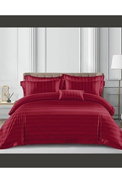 Truva Grup 6 Piece Bedding Set – Deluxe Fine Damask – Double Bed – Red – Premium Quality