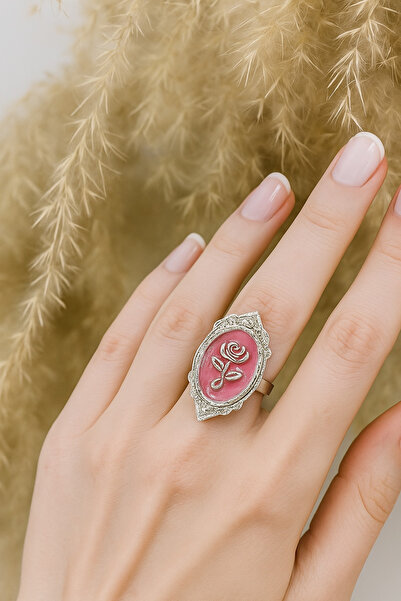 Herşey Nota خاتم على شكل وردة وردية - رمز الأناقة والجمال الرومانسي، موديل لل...