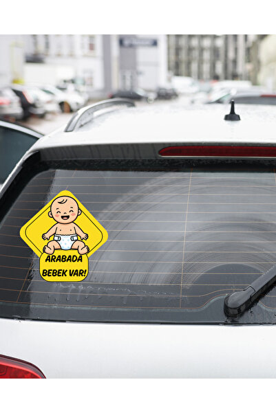 P&B COLLECTION WORKSHOP Arabada Bebek Var Araba-Motosiklet Cam Etiket Sticker...