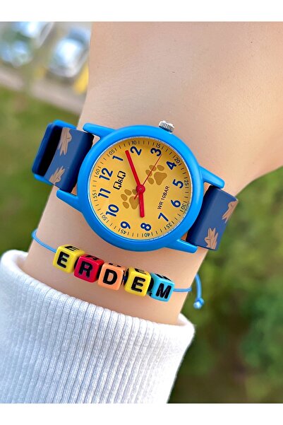 Q&Q Silikon Kordonlu 10 Atm Su Geçirmez Erkek Çocuk Kol Saati Kişiye Özel Hed...