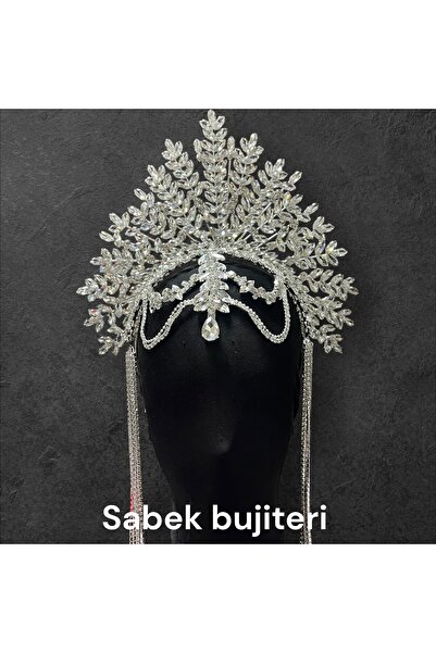 Sabek Bujiteri Crystal Forest - coroană de cristal, tiara de mireasă, coroană cu strasuri, coroană de logodnă, coroană cu henna, coroană strălucitoare, coroană elegantă după nuntă