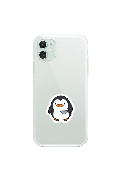 Dali Design iPhone 11 Compatible Transparent Case Couple Penguin 2 Designs