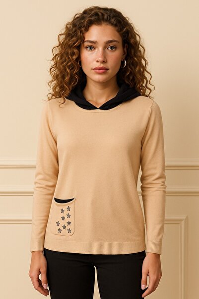 Okçu Triko Hooded Knitwear Sweater with Pocket Detail 26K74004