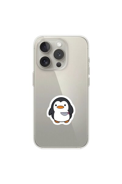 Dali Design iPhone 16 Pro Max Compatible Transparent Case Couple Penguin 2 De...