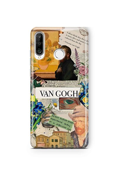 FLAMENKO حافظة هاتف شفافة متوافقة مع هاتف هواوي P30 لايت بنمط فان جوخ كولاج