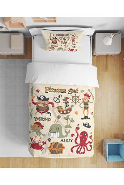 Erays Home Pirate Themed Pirates 3D Digital Printed Single Boy's Duvet Cover Set