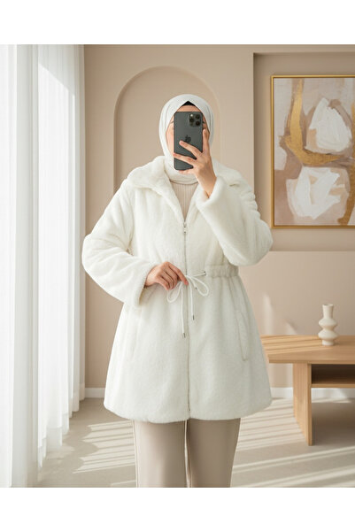 Şule Giyim Beli Bağcıklı İçi Astarlı Kürklü Peluş Mont