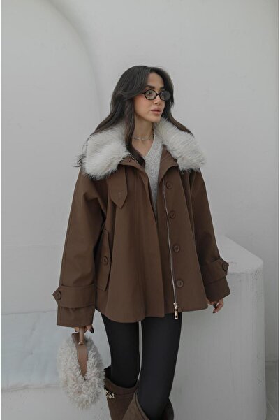 Havoş Brown Detachable Fur Jacket