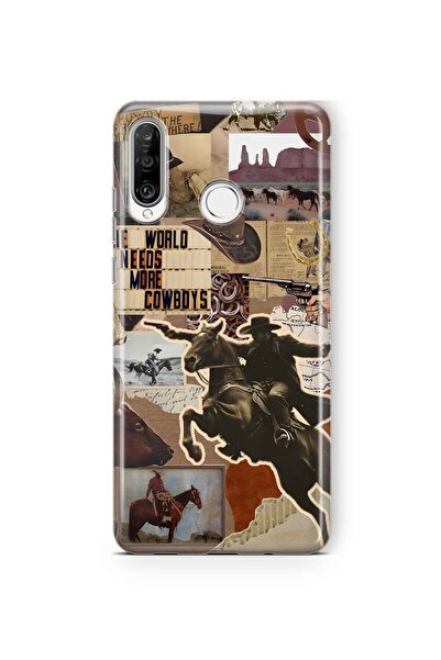 FLAMENKO حافظة هاتف شفافة متوافقة مع هاتف Huawei P30 Lite بنمط كولاج غربي