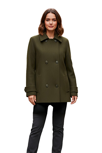 Soydan Güner Kadın Yünlü Kısa Kruvaze Kaban Haki 1460