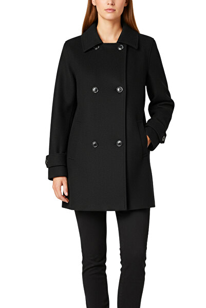 Soydan Güner Kadın Kısa Kruvaze Kaban Siyah 1460