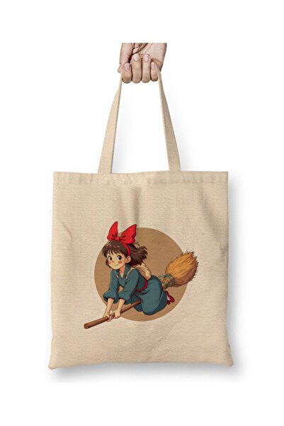 Toyaso Ghibli Studio Kiki White Cloth Bag Long Handle Shopping Bag Beach Bag