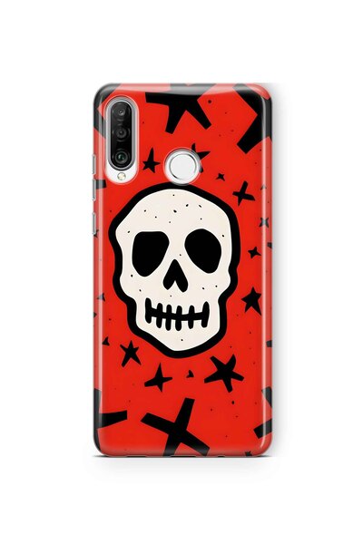 FLAMENKO حافظة هاتف شفافة متوافقة مع هواوي P30 لايت بنمط جمجمة ونجوم