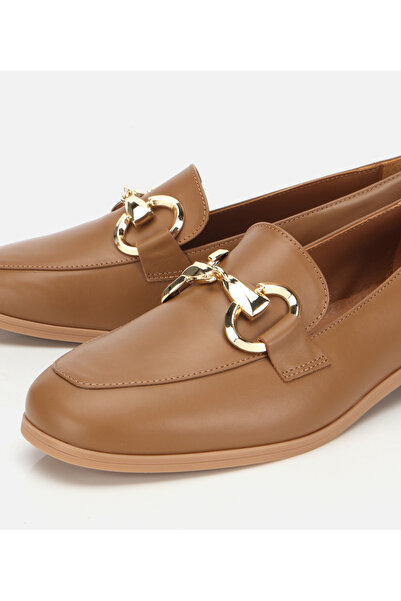 Hotiç Kadın Deri Kahverengi Tokalı Klasik Loafer