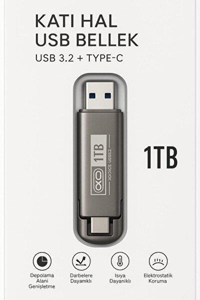 ATLT ATLANTİS 1 TB USB 3.2 TYPE-C ÇİFT GİRİŞLİ TAŞINABİLİR FLASH BELLEK YÜKSEK HIZLI DAYANIKLI VE ŞOK KORUMALI