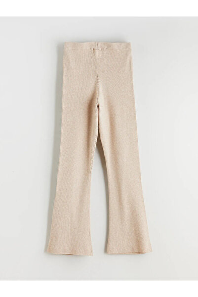 LC Waikiki Pulover și colanți tricotate pentru fete, bej, cu guler polo