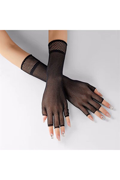 VEGAROKS Cut Finger Fishnet Imported Black Mesh Gloves
