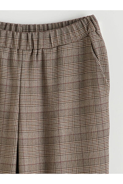 LC Waikiki Plaid Women's Trousers with Elastic Waist