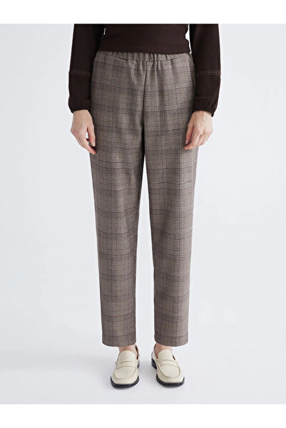 LC Waikiki Plaid Women's Trousers with Elastic Waist