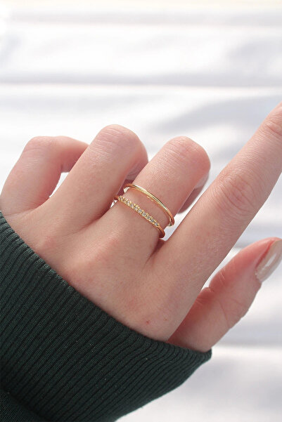 shopwave 2-Piece Looking Waterway Design Gold Color Adjustable Ring