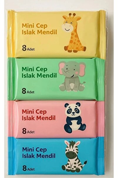 minossa 1 Paket Minik Islak Cep Mendili 8x8 64 Adet mendil