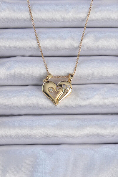 shopwave 316L سلسلة الصلب الذهب اللون الزركون حجر قلادة القلب المغناطيسي