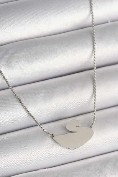 shopwave 316L Steel Silver Color Chain Swan Model Women's Necklace