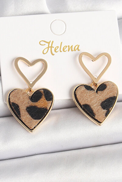 shopwave النحاس الذهب اللون استرخى ليوبارد القلب نموذج الأقراط النسائية